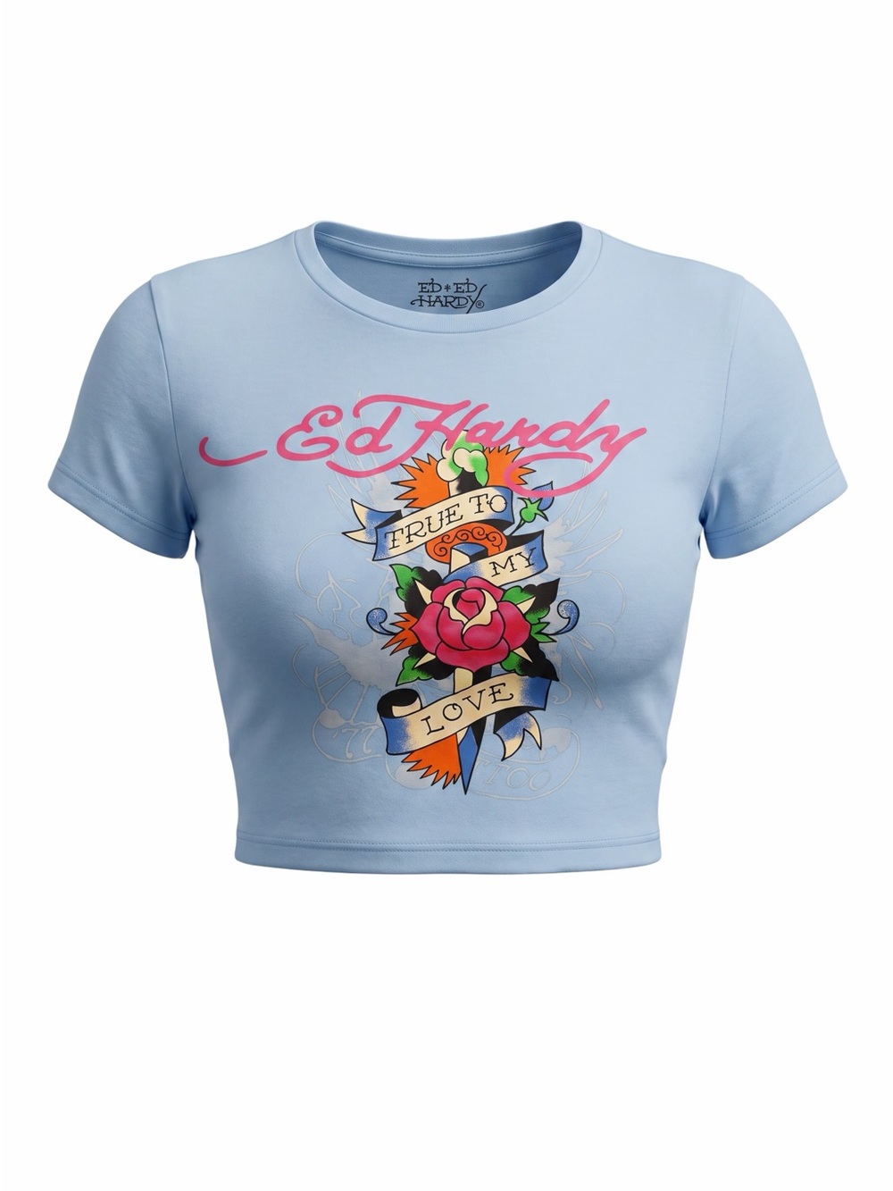 Ed Hardy🦋Tattoo Rose Graphic Crop Top🦋Brand New with Tags🦋Y2K Chic🦋